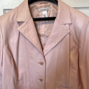 ELISABETH baby pink leather blazer-style jacket